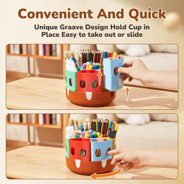 Alt view image 6 of 7 - Rotating Art Supply Organizer, Lazy Susan Caddy, Small Rotating organizer keeps markers, crayons and craft supplies visible and easy to reach on classroom or home desks