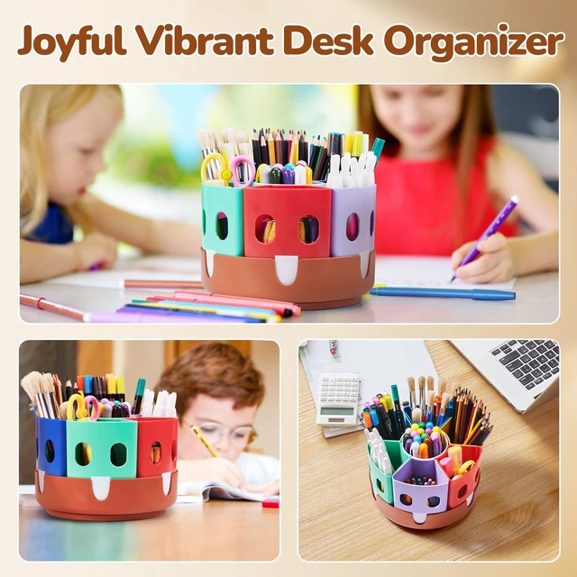 Alt view image 7 of 7 - Rotating Art Supply Organizer, Lazy Susan Caddy, Small Rotating organizer keeps markers, crayons and craft supplies visible and easy to reach on classroom or home desks