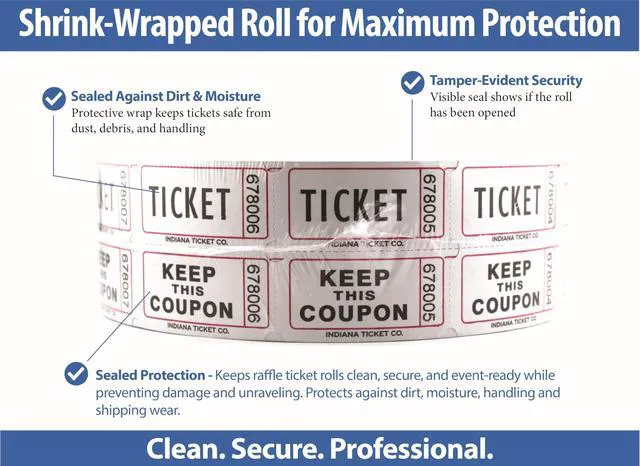 Alt view image 3 of 6 - Raffle Tickets Roll, 50/50, White, 2000 Tickets per Roll Made in USA Premium raffle tickets roll, ideal for 50/50 raffles, fundraisers, door prizes, school carnivals, parties, community events