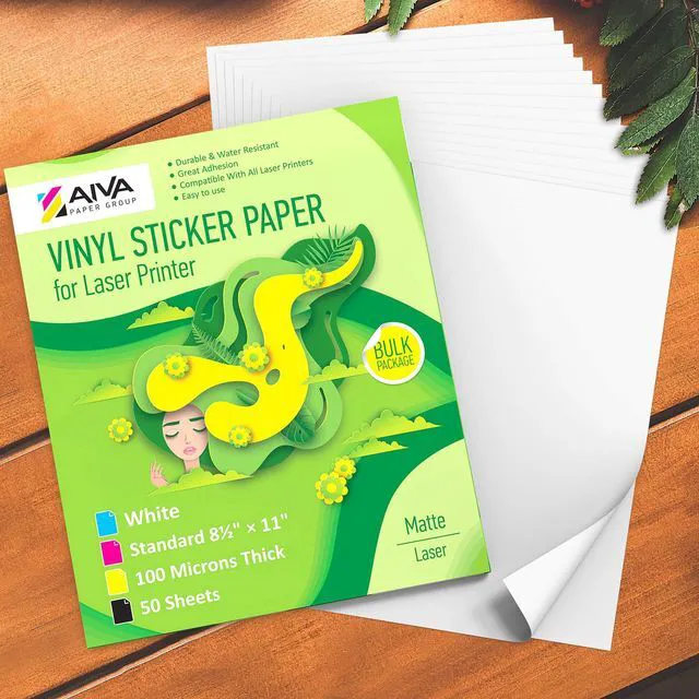 Alt view image 7 of 7 - Printable Vinyl Sticker Paper for Laser Printer - Matte White - 50 Self-Adhesive Sheets - Waterproof Decal Paper - Standard Letter Size 8.5"x11"