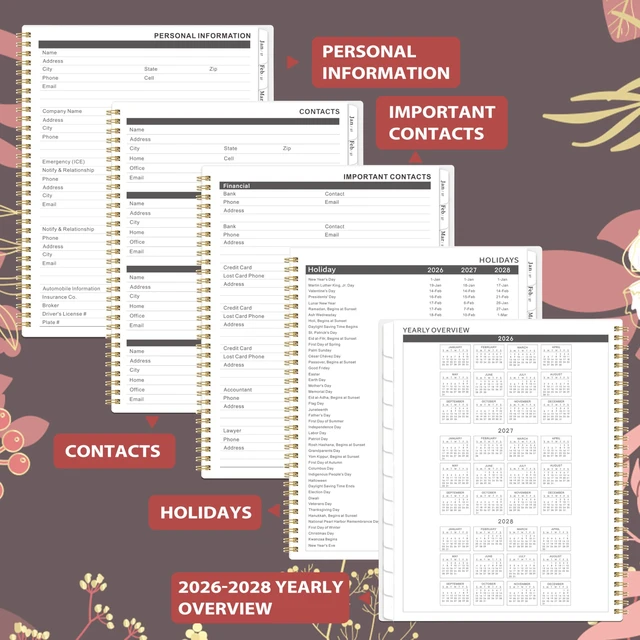 Alt view image 4 of 7 - 2026-2028 Monthly Planner - 2 Year Monthly Planner/Calendar 2026-2028, July 2026 - June 2028, 11" x 9", 24 Monthly Planner with Tabs, Back Pocket, Holidays, Twin-Wire Binding, Note Pages