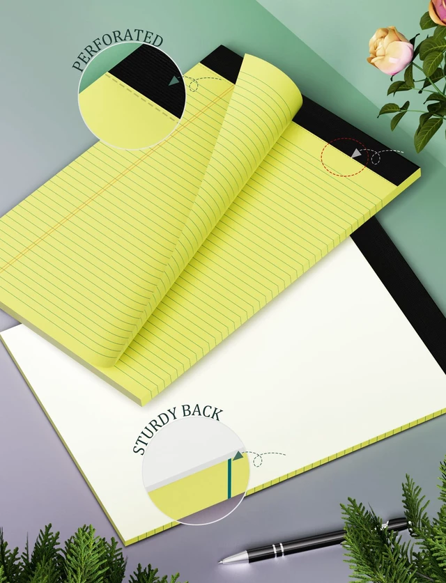 Alt view image 3 of 7 - 6 Pack Yellow Legal Pads 8.5 x 11, College Ruled Lined Writing Note Pads Narrow Ruled Yellow Paper Pads 8.5x11 Legal Pad 8.5x11 Pads of Paper 30 Sheets Writing Pad Legal Notepads