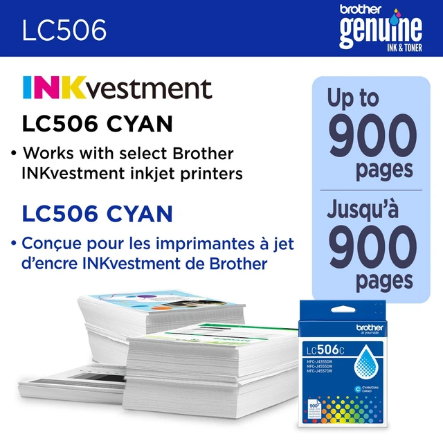 Alt view image 2 of 7 - Genuine LC506C Standard Yield Cyan Ink Cartridge (for use INKvestment 4355, 4555, and 4557 Printers)