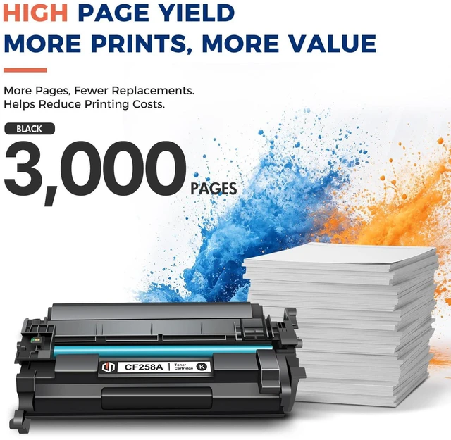 Alt view image 2 of 7 - CF258A 58A Toner Cartridge Black for HP 58X M404n M404dn M428fdw 2 Pack Compatible Replacement for HP 58A CF258A CF258X for HP LaserJet Pro MFP M428fdn M428dw M404 M428 M404dw Printer Ink with Chip