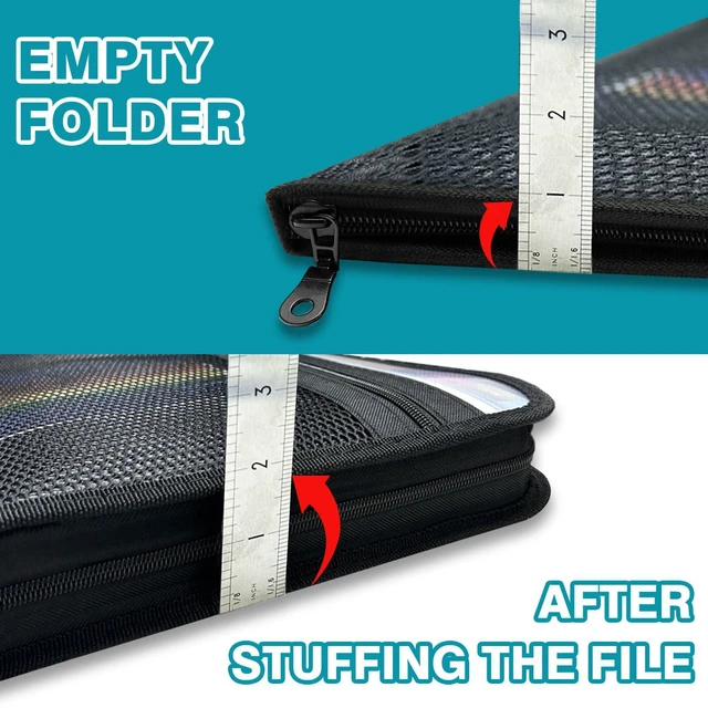 Alt view image 4 of 6 - Accordion File Organizer, 13 Pocket Expanding File Folder, Clear Pocket Zippered, Front Mesh Pouch, Letter Size Paper, A4 Paper, Fit for Documents