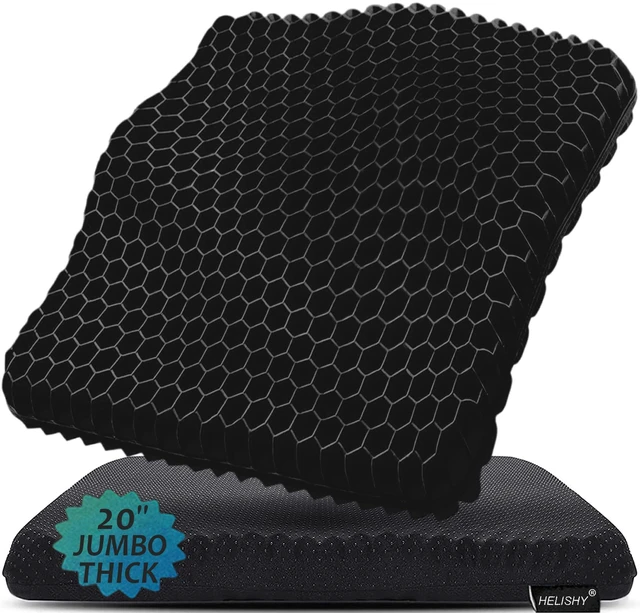 Main image of 20" Gel Seat Cushion for Long Sitting(Jumbo&Thick) Office Chair Cushion Wheelchair Cushions for Pressure Sores Non-Slip Desk Chair Car Seat Cushion Driving Sciatica & Back Pain Relief