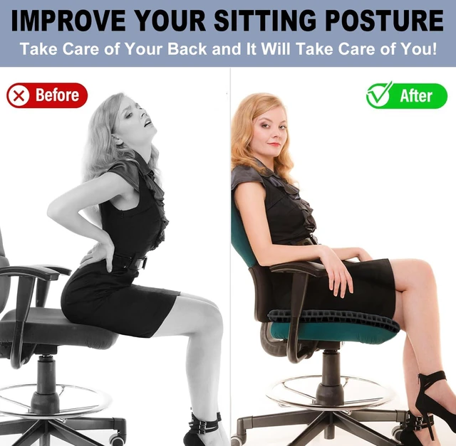 Alt view image 6 of 7 - 20" Gel Seat Cushion for Long Sitting(Jumbo&Thick) Office Chair Cushion Wheelchair Cushions for Pressure Sores Non-Slip Desk Chair Car Seat Cushion Driving Sciatica & Back Pain Relief