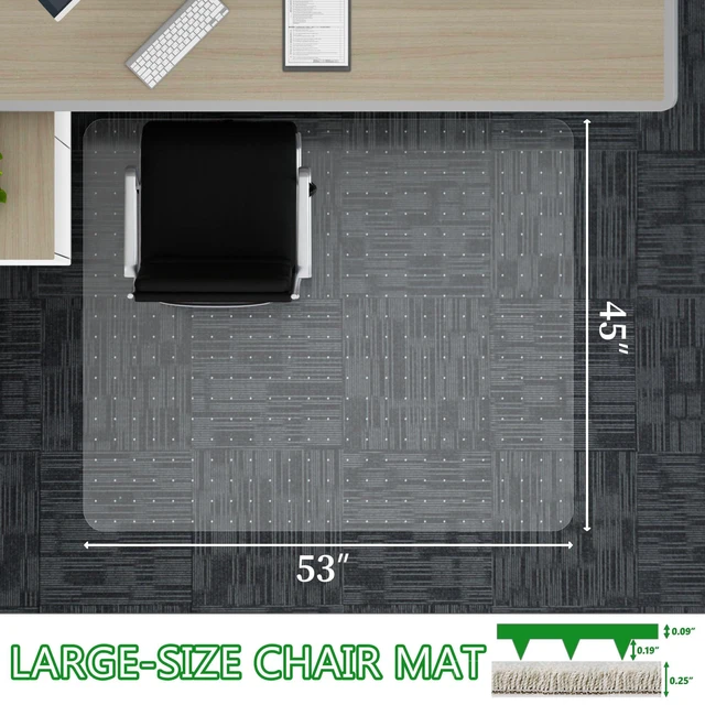 Alt view image 2 of 7 - Extra Large Office Chair Mat for Carpet, 45" x 53" Clear Desk Chair Mat for Low Pile Carpeted Floors- Easy Glide Plastic Floor Mat for Office Chair on Carpet