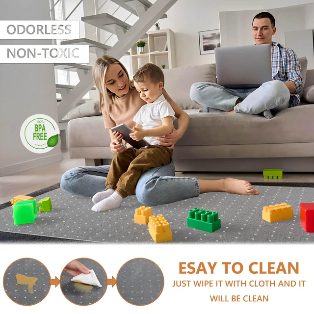 Alt view image 7 of 7 - Extra Large Office Chair Mat for Carpet, 45" x 53" Clear Desk Chair Mat for Low Pile Carpeted Floors- Easy Glide Plastic Floor Mat for Office Chair on Carpet