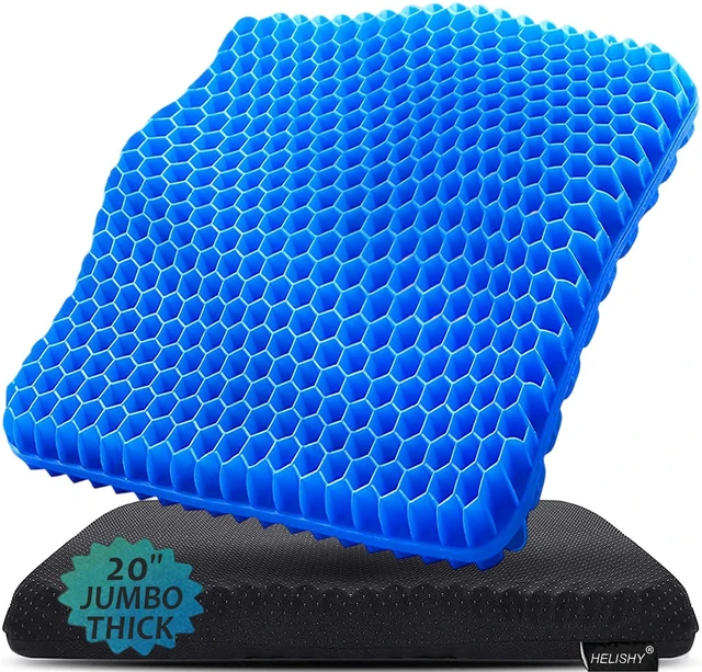 Main image of 20" Gel Seat Cushion for Long Sitting(Jumbo&Thick) Office Chair Cushion Wheelchair Cushions for Pressure Sores Non-Slip Desk Chair Car Seat Cushion Driving Sciatica & Back Pain Relief