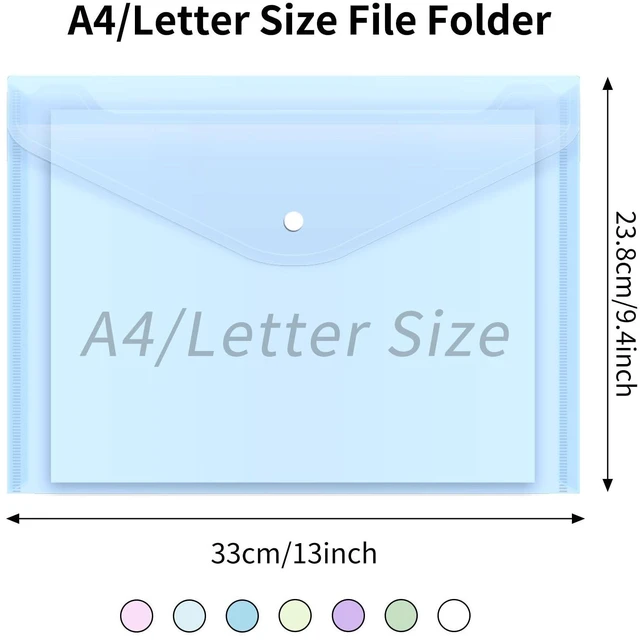 Alt view image 2 of 7 - 28pcs Plastic Envelopes, Plastic Folders for Documents, Poly Folders with Snap Closure, A4 Size, Letter Size, for School and Office Supplies