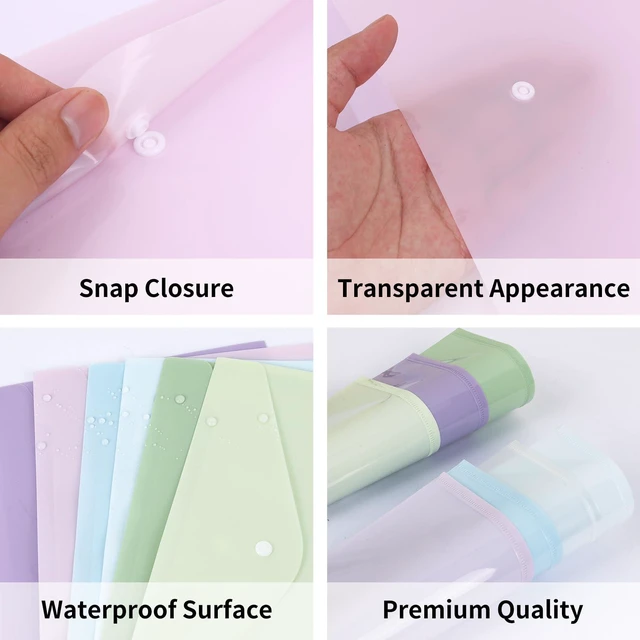 Alt view image 4 of 7 - 28pcs Plastic Envelopes, Plastic Folders for Documents, Poly Folders with Snap Closure, A4 Size, Letter Size, for School and Office Supplies