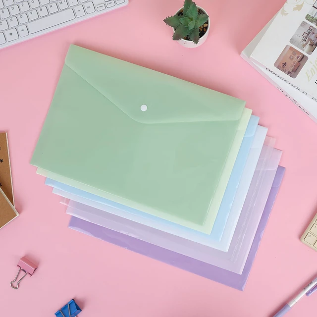 Alt view image 6 of 7 - 28pcs Plastic Envelopes, Plastic Folders for Documents, Poly Folders with Snap Closure, A4 Size, Letter Size, for School and Office Supplies