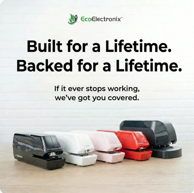 Alt view image 2 of 6 - Red Electric Stapler Pro - Automatic Stapler for Desk or Office Use Portable, Quiet and Jam-Free with Easy Reload, 30-Sheet Capacity, AC Adapter or Battery Powered