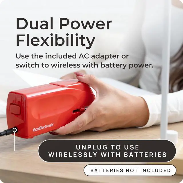 Alt view image 3 of 6 - Red Electric Stapler Pro - Automatic Stapler for Desk or Office Use Portable, Quiet and Jam-Free with Easy Reload, 30-Sheet Capacity, AC Adapter or Battery Powered