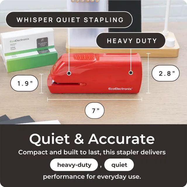 Alt view image 4 of 6 - Red Electric Stapler Pro - Automatic Stapler for Desk or Office Use Portable, Quiet and Jam-Free with Easy Reload, 30-Sheet Capacity, AC Adapter or Battery Powered