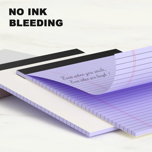 Alt view image 4 of 7 - Legal Pads 8.5 x 11 Wide Ruled - Note Pads 30 Sheets/Pad - 20lb Colored Notepad Paper - Perforated Notepad with Sturdy Back - Pink, Purple, Yellow, Green, Blue, White