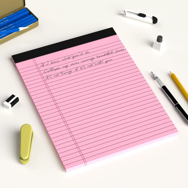 Alt view image 7 of 7 - Legal Pads 8.5 x 11 Wide Ruled - Note Pads 30 Sheets/Pad - 20lb Colored Notepad Paper - Perforated Notepad with Sturdy Back - Pink, Purple, Yellow, Green, Blue, White