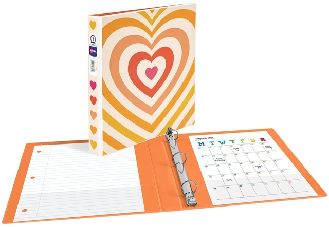 Alt view image 2 of 7 - 3 Ring Binder, 1 Inch Round Rings, Retro Collection, Radiant Heart (26804) (Pack of 6)