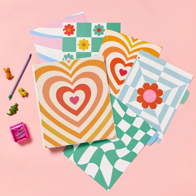 Alt view image 4 of 7 - 3 Ring Binder, 1 Inch Round Rings, Retro Collection, Radiant Heart (26804) (Pack of 6)