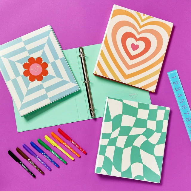 Alt view image 6 of 7 - 3 Ring Binder, 1 Inch Round Rings, Retro Collection, Radiant Heart (26804) (Pack of 6)