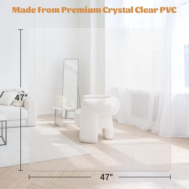 Alt view image 2 of 7 - Office Chair Mat,Easy Glide Hard Wood Tile Floor Mats Clear Desk Chair Mat for Home Office Rolling Chair,Heavy Duty Floor Protector -47"x47" Rectangular