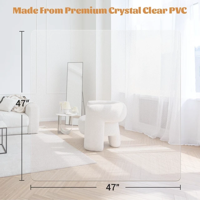 Alt view image 4 of 7 - Office Chair Mat,Easy Glide Hard Wood Tile Floor Mats Clear Desk Chair Mat for Home Office Rolling Chair,Heavy Duty Floor Protector -47"x47" Rectangular