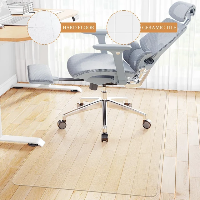 Alt view image 6 of 7 - Office Chair Mat,Easy Glide Hard Wood Tile Floor Mats Clear Desk Chair Mat for Home Office Rolling Chair,Heavy Duty Floor Protector -47"x47" Rectangular