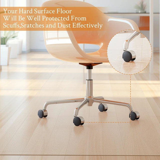 Alt view image 5 of 7 - Office Chair Mat,Easy Glide Hard Wood Tile Floor Mats Clear Desk Chair Mat for Home Office Rolling Chair,Heavy Duty Floor Protector -47"x47" Rectangular