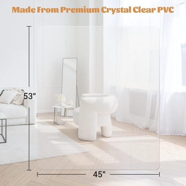 Alt view image 2 of 6 - Office Chair Mat,Easy Glide Hard Wood Tile Floor Mat,Chair Mat for Home Office Rolling Chair,Heavy Duty Floor Protector -Anti-Slip-45 x53 Rectangular