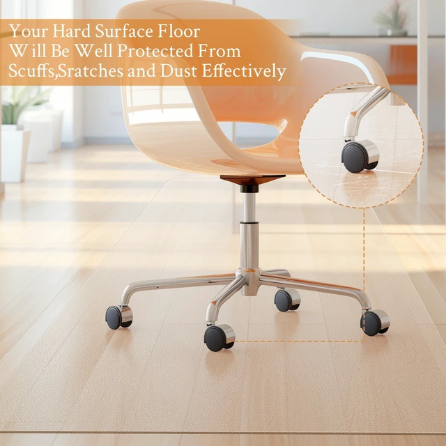 Alt view image 3 of 7 - Office Chair Mat,Easy Glide Hard Wood Tile Floor Mats Clear Desk Chair Mat for Home Office Rolling Chair,Heavy Duty Floor Protector -47"x47" Rectangular