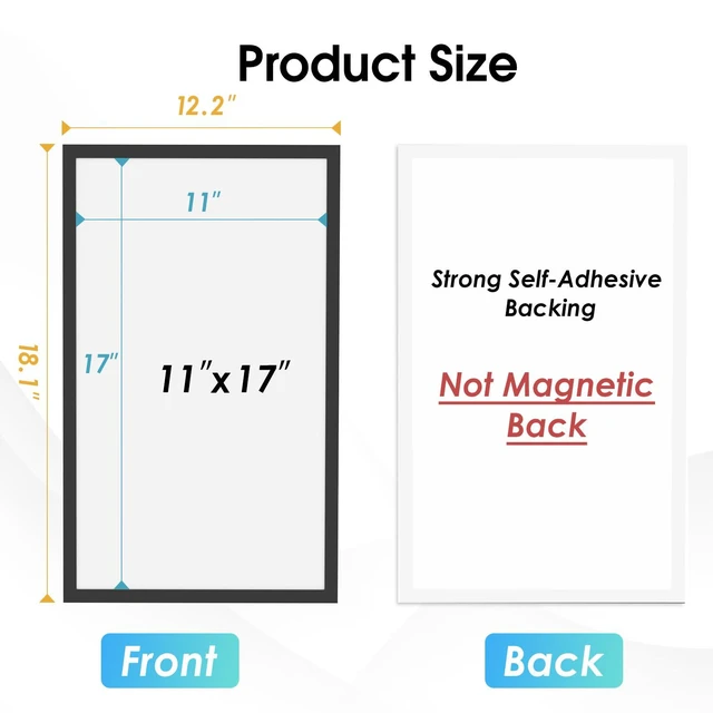 Alt view image 6 of 7 - Magnetic Sign Holder 11 x 17, Magnetic Paper Holder, 10 Pack Strong Self-Adhesive Backing, Magnetic Front Opening, Clear PVC, Easy Insert and Replace Paper, Document, Poster and Flyer