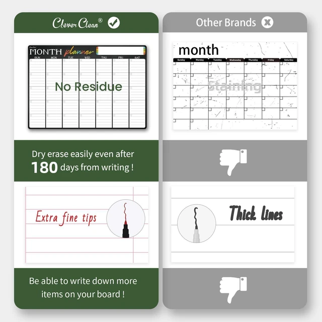 Alt view image 4 of 6 - Magnetic Dry Erase Monthly Calendar Set - 17"x12" Monthly and 8.5"x12" Weekly Calendar, 4"x12" List Board for Fridge - 6 Extra Fine Point Dry Erase Markers Included - Shipped Flat