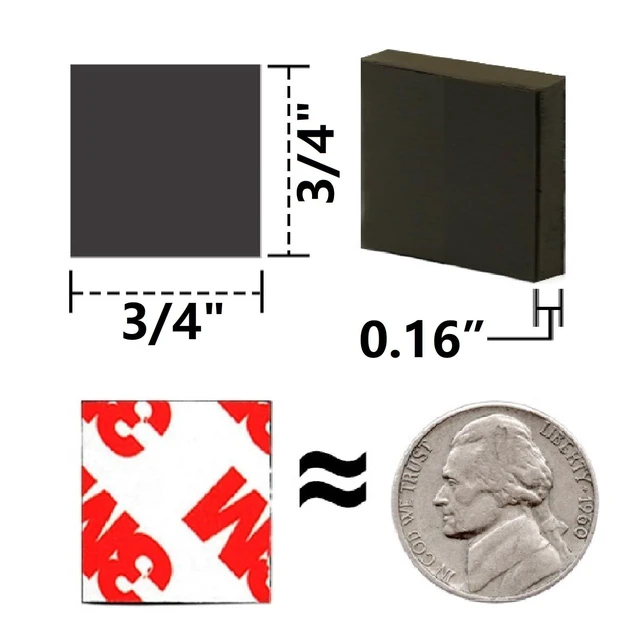 Alt view image 4 of 7 - 160 Mil Strong Magnet Tapes for Crafts with Adhesive Backing in Advance (Square Size 3/4" x 3/4"),Heavy Duty Peel and Stick Self Sticky Sticker Magnets (72 Pack)
