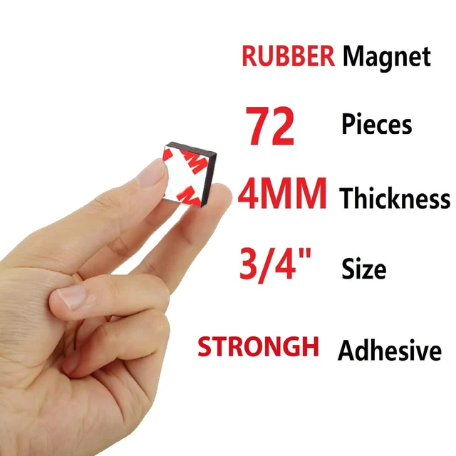 Alt view image 5 of 7 - 160 Mil Strong Magnet Tapes for Crafts with Adhesive Backing in Advance (Square Size 3/4" x 3/4"),Heavy Duty Peel and Stick Self Sticky Sticker Magnets (72 Pack)