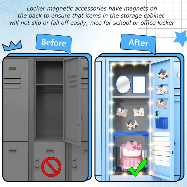 Alt view image 5 of 7 - 11 Pcs Back to School Locker Accessories Kit, Dark Blue, Classic Locker Shelf Magnetic Mirror Rug Weekly Schedule Whiteboard Pen Holder Marker and More, Locker Decor and Storage Needs