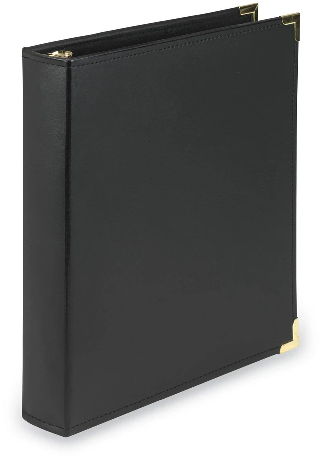 Alt view image 3 of 3 - Classic Collection Leather 3 Ring Binder, Executive Presentation Portfolio, 1.5 Inch (Holds 325 Sheets), Brass Round Ring, Black