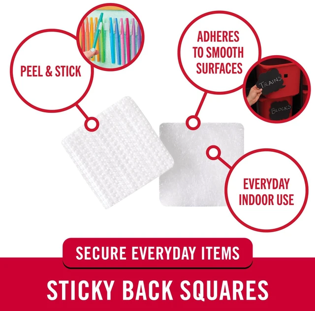 Alt view image 2 of 6 - Brand Mounting Squares with Adhesive, White, 7/8 in, 200 Pk Sticky Back Square Dots, Hook And Loop Tabs For Teacher Supplies, Office Organization, Classroom Materials, School Projects
