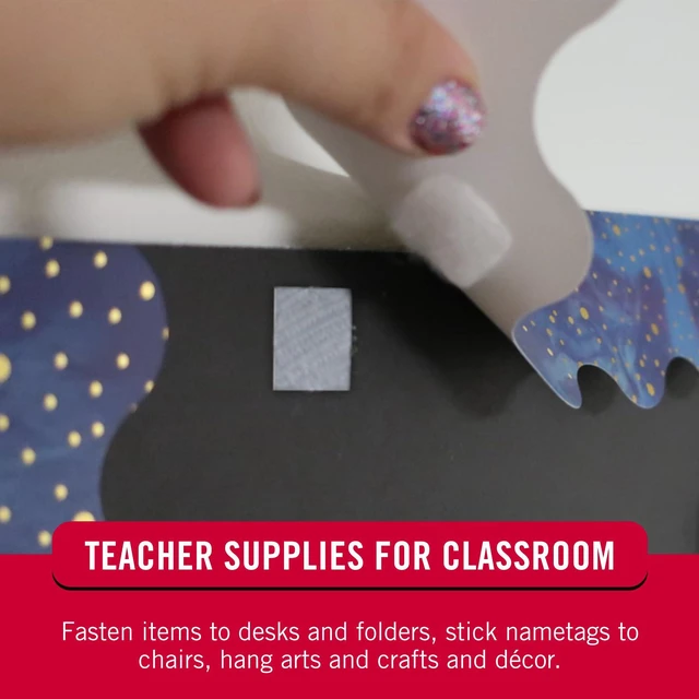 Alt view image 6 of 6 - Brand Mounting Squares with Adhesive, White, 7/8 in, 200 Pk Sticky Back Square Dots, Hook And Loop Tabs For Teacher Supplies, Office Organization, Classroom Materials, School Projects