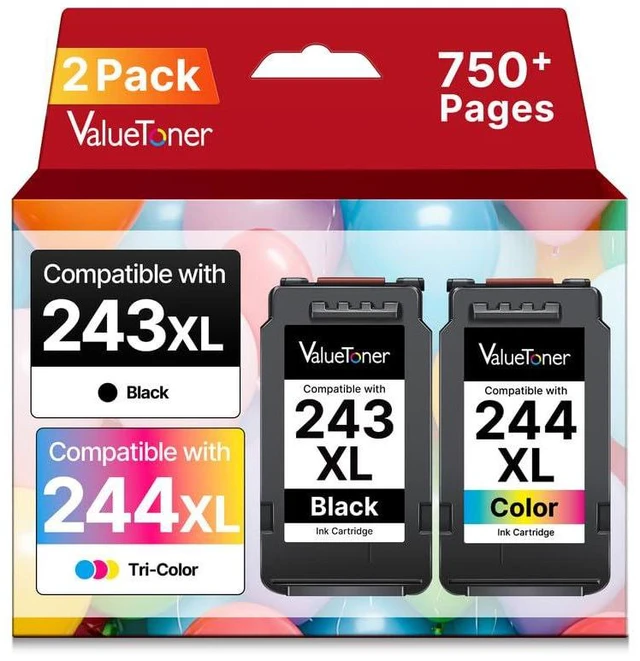 Main image of PG243XL CL244XL Ink Compatible Replacement for Canon 243 and 244 Ink Cartridges for Canon Ink 245 and 246 Work with Pixma MX490 MG2522 MX492 MG2520 TR4520 TR4522 TS202 TS3122 TS 3322(1Black, 1Color)