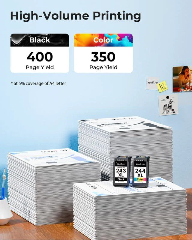Alt view image 3 of 7 - PG243XL CL244XL Ink Compatible Replacement for Canon 243 and 244 Ink Cartridges for Canon Ink 245 and 246 Work with Pixma MX490 MG2522 MX492 MG2520 TR4520 TR4522 TS202 TS3122 TS 3322(1Black, 1Color)