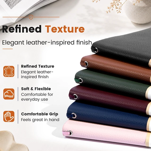 Alt view image 2 of 7 - College Ruled Journal for Men & Women, Softcover A5 Leather Notebook 6 Pack, 176 Pages, 100 GSM Paper, Vegan Leather, Customizable Bookmark, Lay-Flat, Daily Writing, Journaling, Work & School