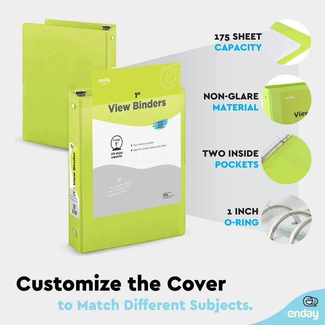 Alt view image 4 of 7 - 1 Inch Binder (6 Pack - Assorted Colors) 3 Ring Binder 1 inch with Clear View Cover and 2 Inside Pocket - for Letter Size 8.5 x 11'' Paper, Ideal for School Supplies, Office, and Home