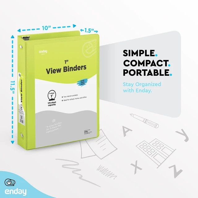Alt view image 3 of 7 - 1 Inch Binder (6 Pack - Assorted Colors) 3 Ring Binder 1 inch with Clear View Cover and 2 Inside Pocket - for Letter Size 8.5 x 11'' Paper, Ideal for School Supplies, Office, and Home