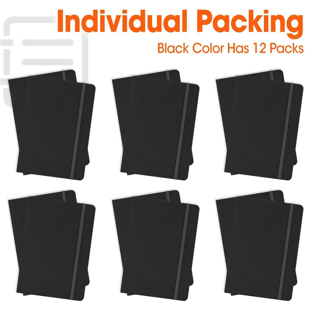 Alt view image 7 of 7 - 12 Pack Lined Journal Notebook for Work, 200 Pages, Medium 5.5 in x 8.3 in, A5 College Ruled, Hardcover Journaling Notebooks for Writing, Note Taking, Fit for Business Work School Home (Black)