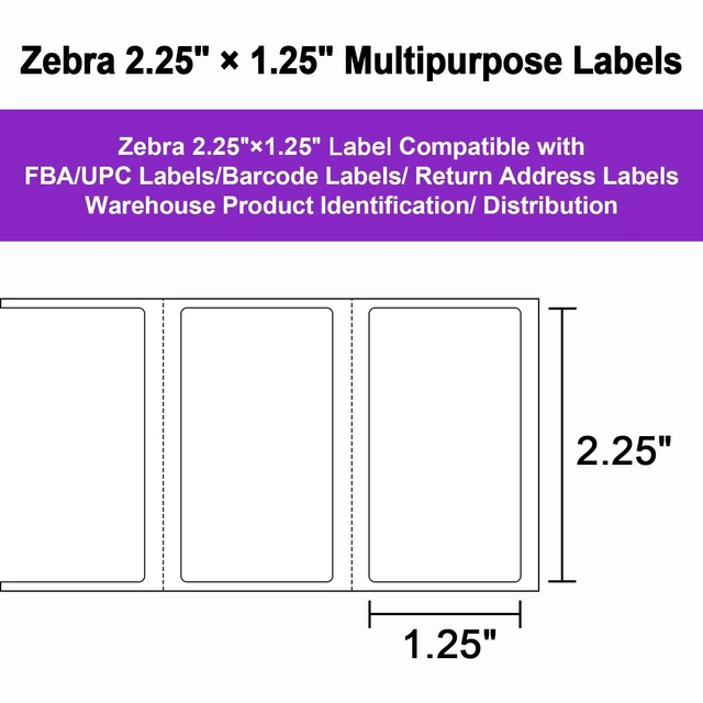 Alt view image 3 of 7 - 12 Rolls 2.25" x 1.25" Direct Thermal Labels - Perforated for Barcode Address Labels - Postage Shipping Labels Compatible with Rollo & Zebra ZD410 ZD411 LP2824 ZD421 ZD420 Printers,1000 Labels/Roll