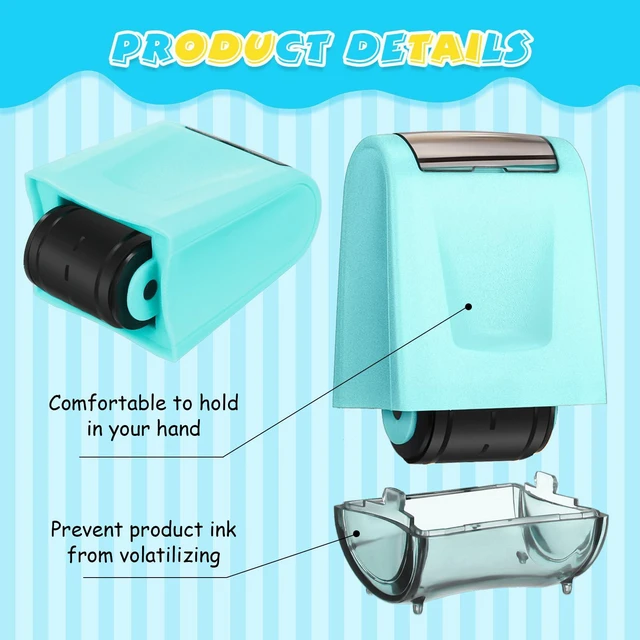 Alt view image 4 of 7 - 2 Pcs Roller Stamp Classroom,2.72 X 2.44 X 1.54 Inch,Green,Light Blue Kindergarten Education Must Haves, Handwriting Practice Tool in Teacher Classroom, Back to School Gift Helping Kids Learning