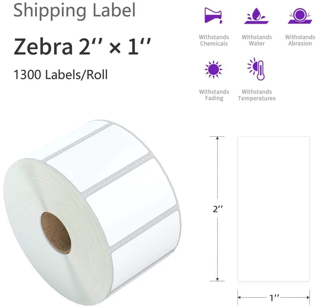 Alt view image 2 of 7 - 12 Rolls 2" x 1" Direct Thermal Labels for ZB ZD411 LP2824 ZD421 GK420D Barcodes Postage Address Shipping Labels Compatible with Rollo & Zebra Desktop Printers Adhesive - 1300 Labels/Roll