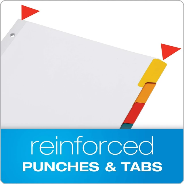 Alt view image 4 of 4 - Write and Erase Binder Dividers, Durable Tabs for 3 Ring Binder, 8 Tab, Write On Tabs, Erasable Dividers, White, Multicolor Tabs, (89991) (Pack of 24)