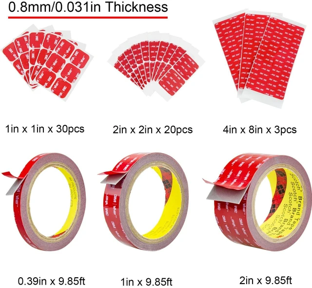 Alt view image 2 of 6 - 3M Double Side Tape Heavy Duty,1in x 10ft Mounting Tape Strong Adhesive Double Sided Tape Waterproof Foam Tape for LED Strip Light, Picture Hanging Strips for Wall